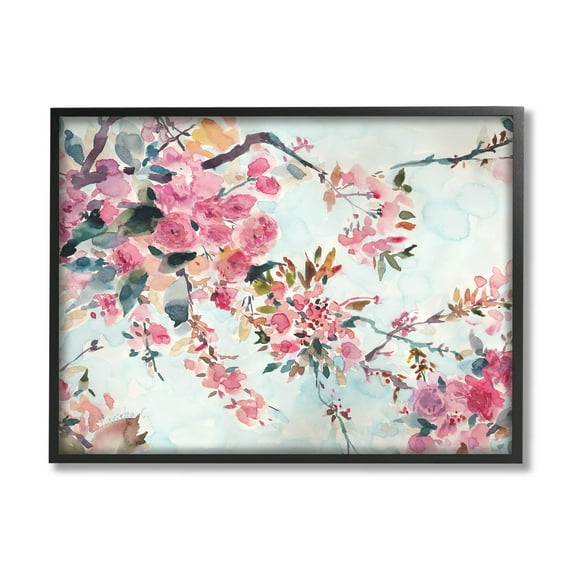 Budding Cherry Blossoms Nature Botanical & Floral Graphic Art Black Framed Art Print Wall Art