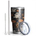 thumbnail image 2 of 30oz Autumn Halloween Scene Pattern Tumblers Stainless Steel Tumbler with Lid and Straw,Vacuum Insulated Double Wall Travel Tumbler Cups Mug with Cleaning Brush for Coffee,Tea, 2 of 7