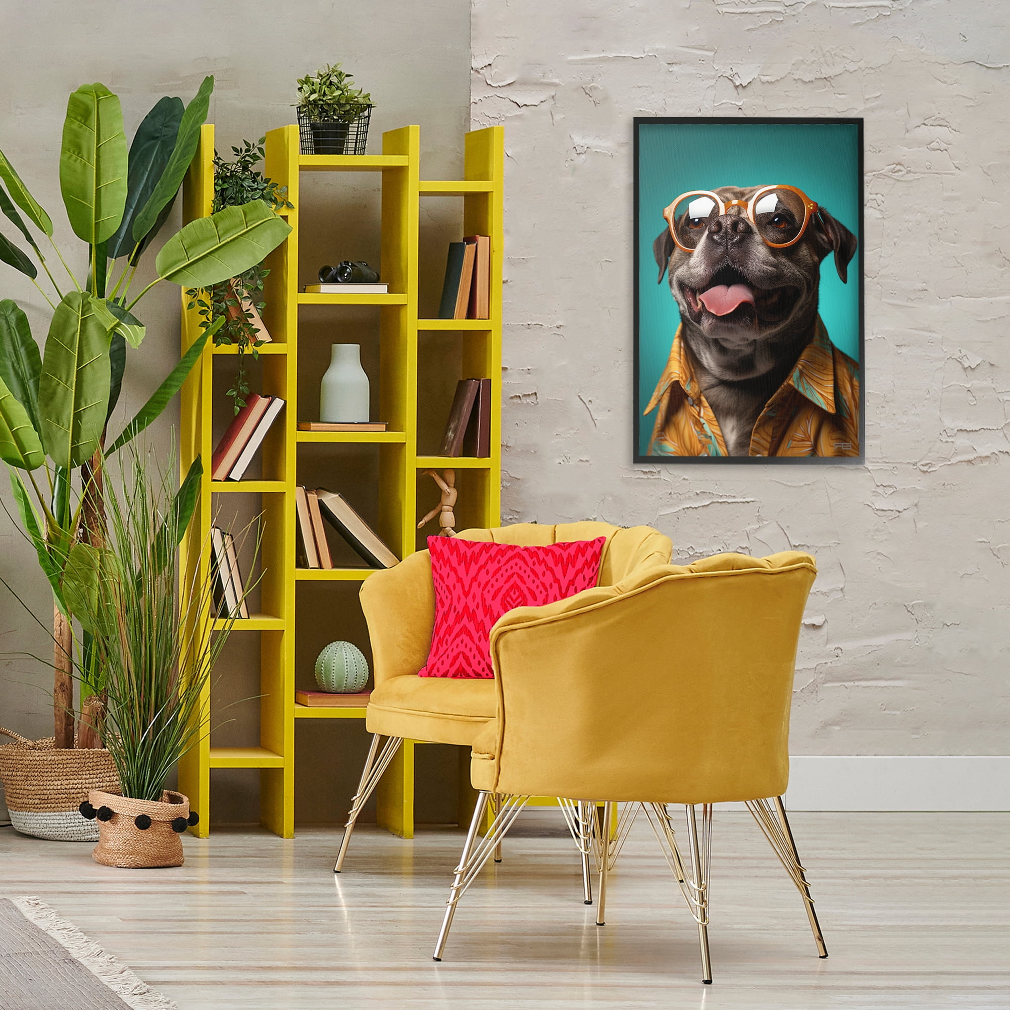 Stupell Industries Fashion Dog Friend Animals & Insects Painting Black Framed Art Print Wall Art, 20 x 30