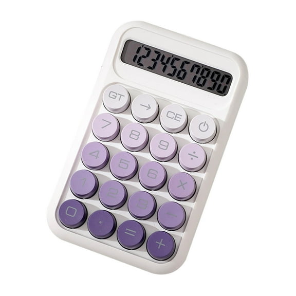 OutmaxHome 10-Digit Round-Key Calculator - Portable Pocket-Sized Basic Calculator with LCD Display, Ergonomic Design & Gradient Colors for School, Office, Home