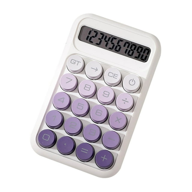 Calculator Mini Desktop 10-Digit LCD Display Battery Powered with Round Keys and Non-Slip Base for Home School Use
