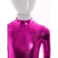 thumbnail image 3 of Hansber Kids Girls Shiny Metallic Dance Unitard One Piece Wet Look Bodysuit Long Sleeve Full Length Jumpsuit Hot Pink XL/150, 3 of 8