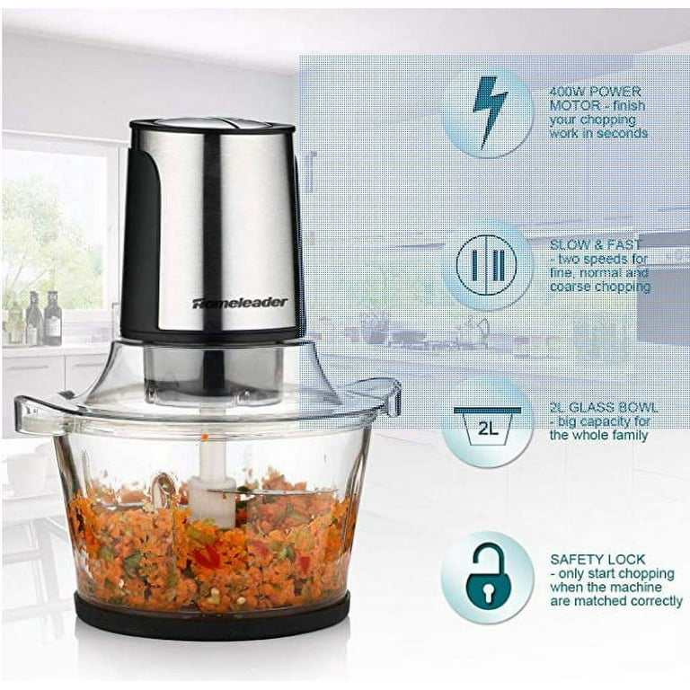 Electric Food Chopper, 8-Cup Food Processor by Homeleader, 2L