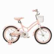 ACEGER 18 Inch Bike with Basket and Training Wheels for Girls Ages 7-11, Pink