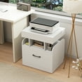thumbnail image 2 of Gymax Nightstand w/ Charging Station Drawer & Sliding Top Storage Tray Open Shelves White, 2 of 10