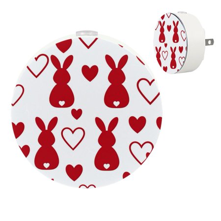 

YZUOUZY Night Lights Plug into Wall Small Lamp Small Bedside Lamps Set of 2 Red Bunnies Hearts