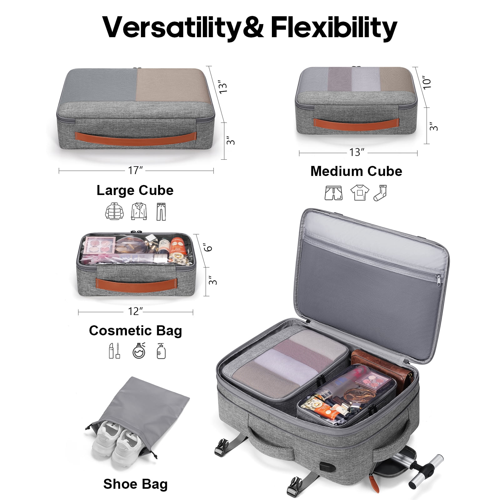 UKEIN Rolling Backpack for Adults Backpack with Wheels with USB Charging Port & Combination Lock Roller Backpack with Packing Cubes and Shoe Pocket