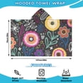thumbnail image 2 of Multicolor Cartoon Floral Pattern Hooded Bath Towel，50"x30" for Ages 3 To 12 Kids, Quick Dry Lightweight Soft Microfiber Hood Beach Towel Cover Up for Kids, 2 of 7