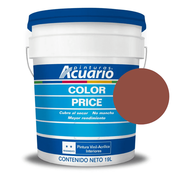 Cubeta De Pintura Vinilica Lavable Acuario Color Price 19lt - Color Rojo Oxido