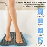 Lux Decor Collection Bath Tub Mat Non-Slip 40 x 16 Inch - Shower Mat for Bathtub with Suction Cups - Machine Washable (Gray)