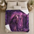 thumbnail image 5 of Moonlit Woman with White Stag in Forest, Purple Fantasy Style for Deer Lovers, Crystal Woodland Scene and Birthday Gift, Soft Flannel Blanket for Bedroom and Reading Nook, Home Decor, 5 of 9