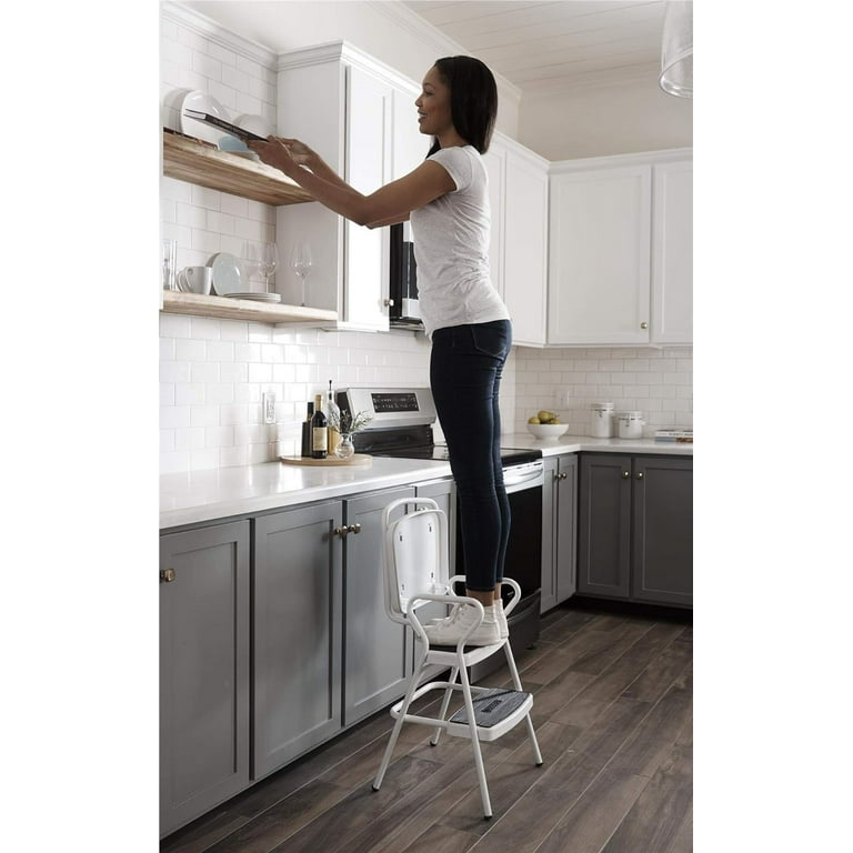 Cosco Retro Counter Chair Step Stool with Lift up Seat White