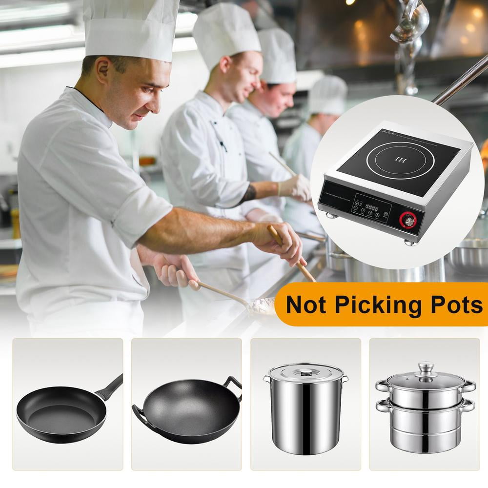 Mulaxen Commercial Induction Cookers, 5000W Induction Burner with 10 Power levels,Portable Ceramic Infrared Hot Plate, Countertop Burner with Warm Function, Black, 110V