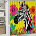 thumbnail image 2 of RKSupls Shower Curtain, Zebra with Tropical Flowers Waterproof Polyester Shower Curtain with Hooks for Chic Elegant Home Bathtub Bathroom Decor Washable Curtains, 2 of 6