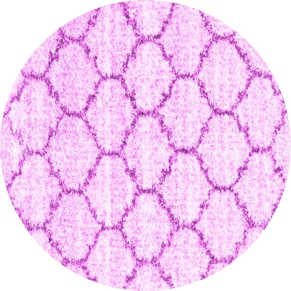 Ahgly Company Indoor Round Trellis Pink Contemporary Area Rugs, 3' Round