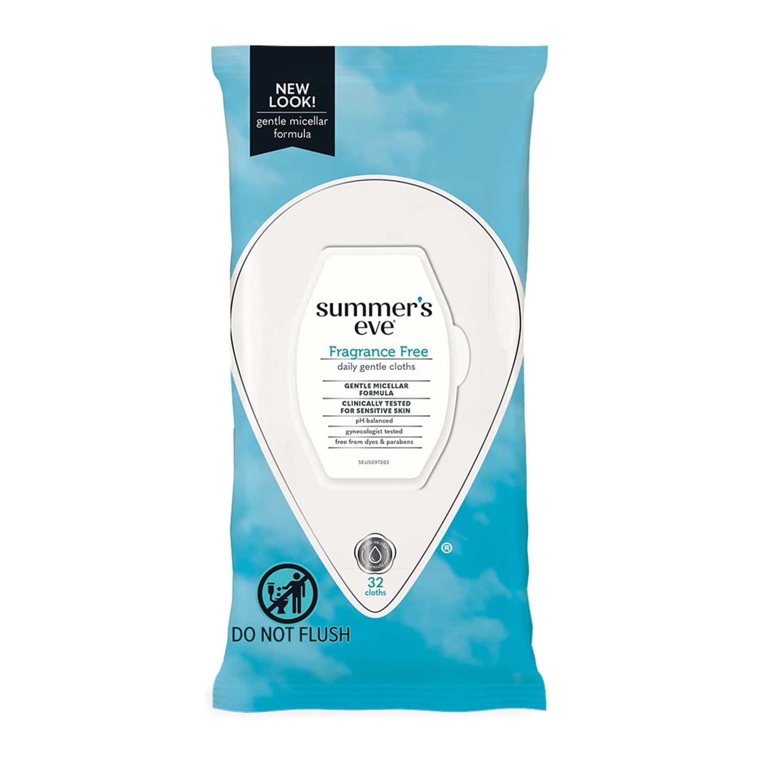 Summers Eve Fragrance Free Feminine Cleansing Wipes 32 count, - 3 Pack
