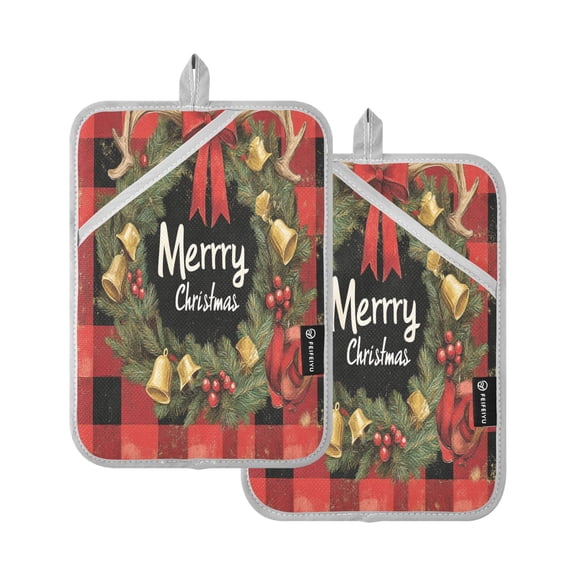 BZSMCE Pot Holder Oven Mitts Cooking baking Design Elegant Plaid Christmas Print Creative Pattern Size:7x9.8in