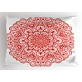 thumbnail image 1 of Red Mandala Pillow Sham Arabesque Lace Inspired Motifs Flourishing Nature Theme Ornate Curves and Swirls, Decorative Standard Queen Size Printed Pillowcase, 30 X 20 Inches, Orange, by Ambesonne, 1 of 2