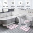thumbnail image 6 of Pink White Plaid Bathroom Rugs Set Spring Simple Style Non Slip Absorbent Soft Bath Mats 3 Piece Set with Bathroom Rug, U-Shaped Floor Mat, Toilet Seat Cover Large Size, 6 of 9