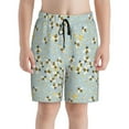 thumbnail image 2 of Cauagu Bees Print Swim Trunks for Men,Youth Boys Swim Shorts Compression Liner Beach Shorts Boys' Swimming Shorts 7-20 Years Bathing Suit-Medium, 2 of 7