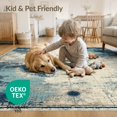thumbnail image 4 of ODIKA 8'x10' Washable Area Rug Navy Blue Vintage Nautical Compass Design Ocean Theme, Marine Life Treasure Map with Octopus for King Size Bedroom Under Bed, Master Suite, Non-Shedding, Easy Care, 4 of 7