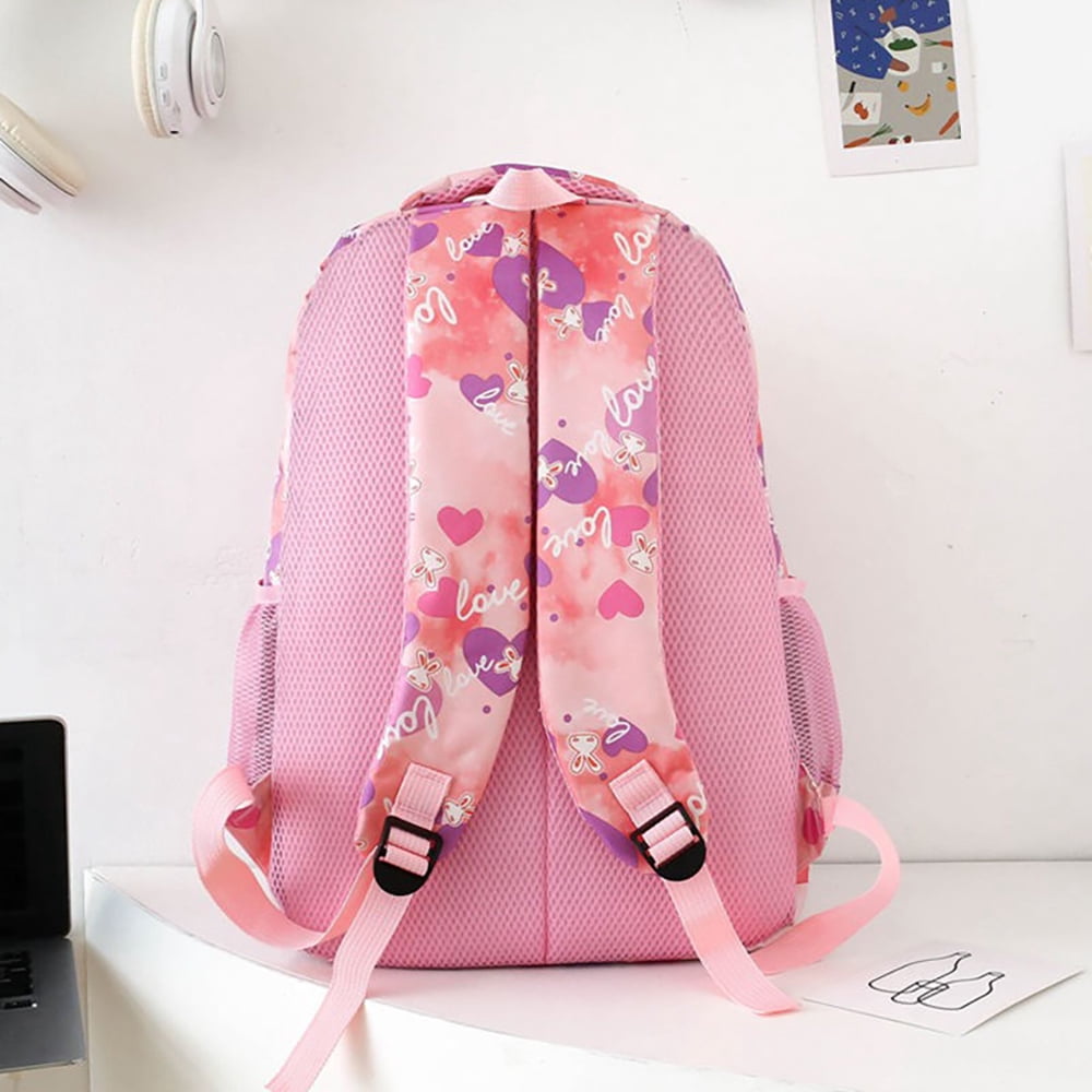 Tyethy Girls School Backpack with Lunch Bag, Cute School bag Middle Bookbag, Lightweight Primary Students Bag, Daily Use, Pink