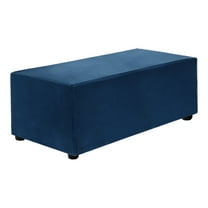 Stretch Ottoman Cover Rectangular Square Ottoman Slipcover with Elastic for Foot Stool Living Room Bedroom Fit Length 83-101cm / 32.68"-39.76", M-Large, Navy