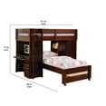 thumbnail image 2 of Benjara Twin over Twin Loft Bed with Inbuilt Computer Desk and Bookcase, Dark Brown, 2 of 5