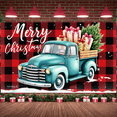 thumbnail image 5 of Retro Truck Decoration Christmas Banner Holiday Gifts Festive Design Snow Background for Winter Celebrations Indoor Party, 5 of 9