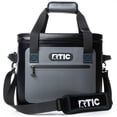 thumbnail image 1 of RTIC Soft Cooler 30 latas, bolsa aislada, caja de hielo portátil para almuerzo, playa, bebidas, viajes, camping, picnic, coche, viajes, refrigerador flotante a prueba de fugas con cremallera, azul/gri, 1 of 5