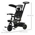 thumbnail image 3 of Qaba Tricycle pour Enfants 4 en 1 Tricycle avec Siège Réversible à Angle Ajustable Poignée Amovible Auvent Main Courante Ceinture Rangement Repose-Pieds Frein Embrayage pour 1-5 Ans Noir, 3 of 9