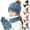 Blue, variant on Girls 3Pcs Winter Beanie Hat Neck Warmer Gloves Set, Stretchy Cable Knit Fleece Lined Warm Pom Pom Ski Cap Neck Gaiter Mitten Kit Blue Size 2-10
