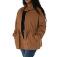 thumbnail image 5 of MODA NOVA Juniors Plus Size Long Sleeve Drawing Waist Fall Jacket 4X Brick Red, 5 of 8