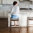 thumbnail image 3 of Open Box Maven Lane Adrien Saddle Backless Counter Stool Weathered Grey(2 Pack), 3 of 6