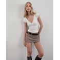thumbnail image 3 of Women's Y2K Deep V Neck Cross Wrap Ruched Crop Tops Cap Sleeve Slim Fit Sexy Going Out Tank Tops, 3 of 6