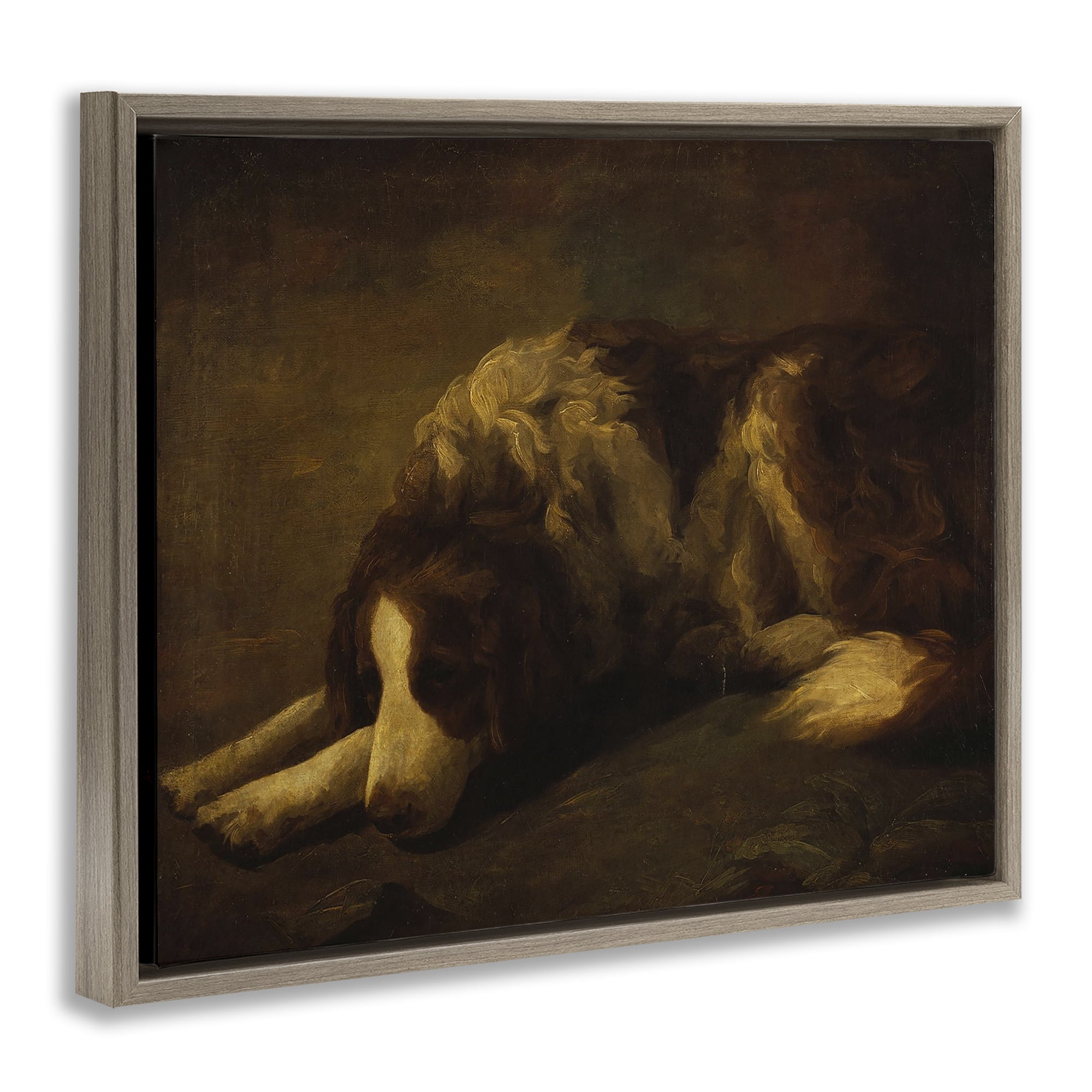 Stupell Industries Dim Lighted Classic Dog Brown Framed Floater Canvas Wall Art, design by Lil' Rue