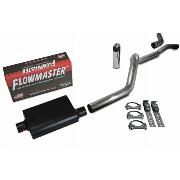 84-01 Jeep Cherokee 2.5" Aluminized Exhaust Kit Flowmaster Super 44 Tip Corner