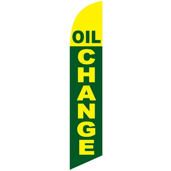 Oil Change green/yellow Feather Banner Swooper Flag -No Wind Required- Replacement FLAG ONLY