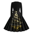 thumbnail image 3 of Mifsaly Womens Christmas Dress Xmas Funny Print Long Sleeve Crewneck Dresses Tunic Vintage Elegant Christmas Party Evening Gowns 2025 Wedding Guest Festival Outfits, 3 of 3