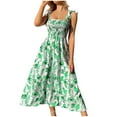 thumbnail image 2 of Sakmal Derby Womens Dresses Sundress Long Elegant Green Dress Floral Sleeveless Dresses, 2 of 9