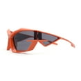 thumbnail image 3 of Unique Trendy 90s Sport Plastic Side Visor Wrap Around Sunglasses Orange - Black, 3 of 4