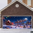 thumbnail image 4 of Gran pancarta para puerta de garaje exterior para la temporada navideña Cartel de bienvenida festivo para colgar en el porche delantero del jardín con Papá Noel, renos, muñeco de nieve y felicita..., 4 of 5