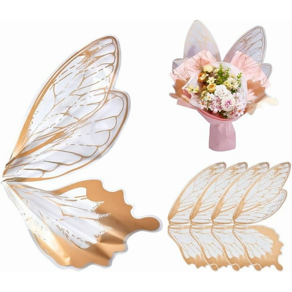 50Pcs Waterproof Butterfly Flower Bouquet Wrapping Paper Transparent OPP Bouquet Packaging Paper Camel 580x560x0.1mm