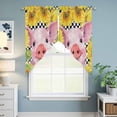 thumbnail image 6 of Swag Valance Curtains for Windows, Farmhouse Sunflowers Light Filtering Kitchen Curtains with Rod Pocket, Country Watercolor Pig Black Plaid Window Treatment Valances for Living Room, 28x36 - 2 PCS, 6 of 9