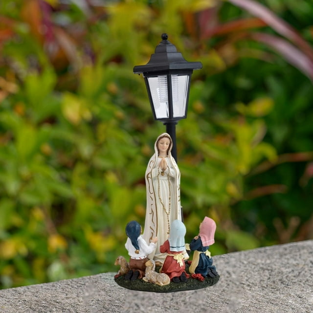 Estatua de Virgen María en oración con luz solar para exteriores, regalo de inauguración de casa, elegante adorno artesanal para el patio