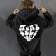 thumbnail image 2 of Sudaderas sueltas para mujer Sudaderas con capucha con cordón Camisas con gráficos en la espalda Jersey informal Tops de manga larga con bolsillo con mangas con hombros caídos Pompotops  gfhjh13592, 2 of 7