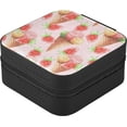thumbnail image 3 of SKYSONIC Strawberry Travel Jewelry Box PU Leather Jewelry Organizer Ideal Gift for Women Girls, Portable Mini Jewelry Travel Case for Stud Earrings Rings Necklaces Bracelets, 3 of 7