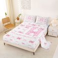 thumbnail image 2 of Manfei Princess Bowknot Letter Monogrammed H Full Size Sheets 4-Piece for Kids Girls,Teens Women Shabby Chic Bow Tie Initial Bed Sheets,Luxury Bedroom Decor, 2 of 5