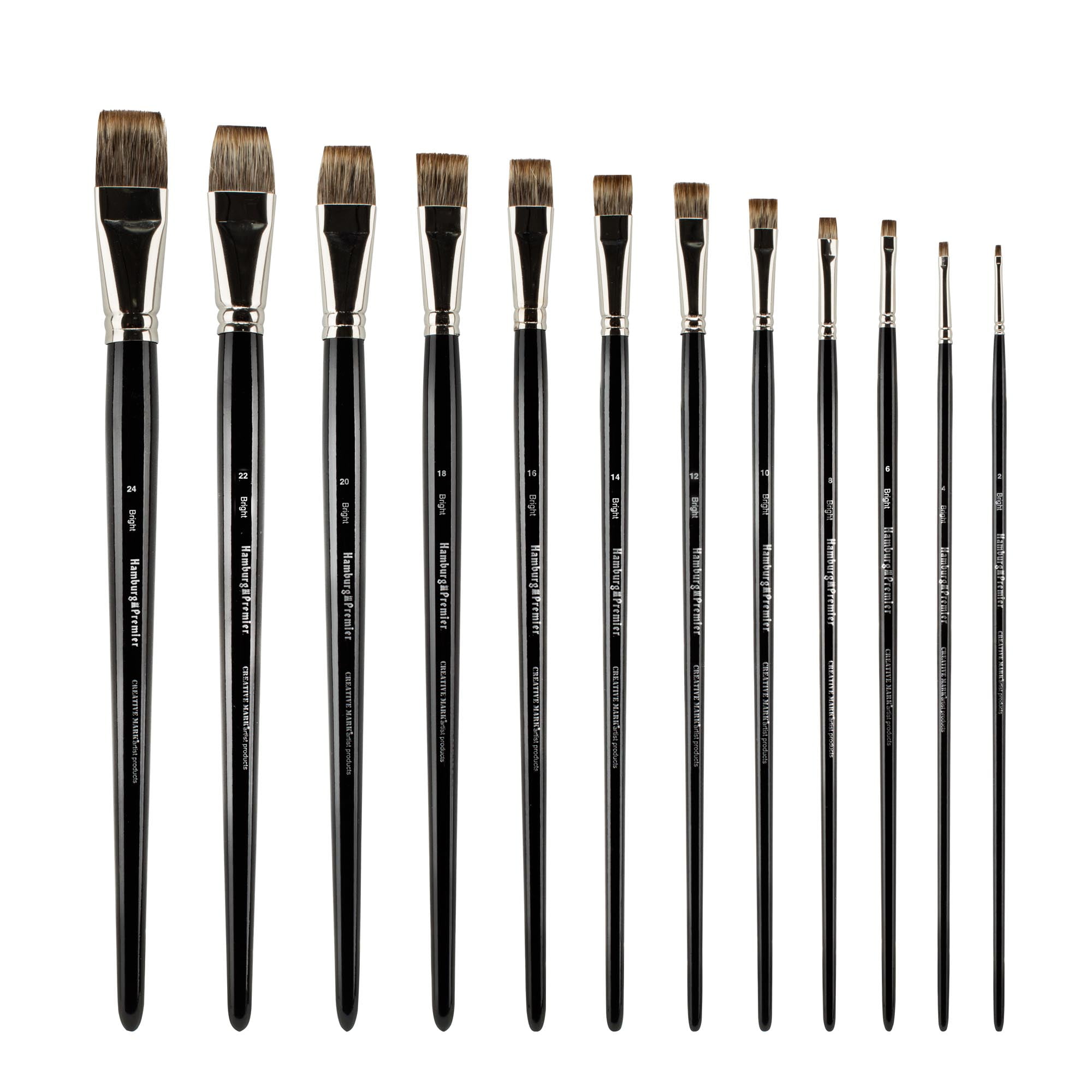 Creative Mark Hamburg Premiere Professional Oil Painting Brushes - Bright #20 Oil Paint Brush - Handmade in Germany, Natural & Synthetic Hair Blend, Long Triple-Lacquered Birch Handle