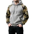 thumbnail image 4 of Men’s Pullover Hoodie with Raglan Camouflage Sleeves and Adjustable Drawstring Hood for Everyday Wear Light Gray XL, 4 of 5